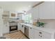 Well-appointed kitchen featuring stainless steel appliances, white cabinets, tile backsplash, and wood floors at 4023 Anvil Block Rd, Ellenwood, GA 30294