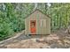 Charming outbuilding with a red door and window, offering potential for a workshop or storage space at 460 Morgan Mill Rd, Brooks, GA 30205