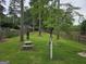 Lush backyard featuring a picnic table set, trees, and a well-maintained lawn, creating a peaceful retreat at 529 Valley Woods Se Cir, Conyers, GA 30094