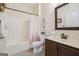 Well-maintained bathroom with a shower-tub combination and stylish vanity for everyday convenience at 119 Holiday Road, Unit 301 Rd # 301, Buford, GA 30518