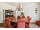 Charming dining room with a round table, seating for eight, chandelier, and built in china cabinet at 6017 Chestatee Creek Nw Ct, Acworth, GA 30101