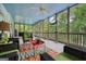 Expansive screened porch with wicker seating, ceiling fan, and views of nature, perfect for outdoor enjoyment at 6017 Chestatee Creek Nw Ct, Acworth, GA 30101