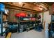 Unfinished storage room with shelving and exposed rafters at 302 Aspen Valley Ln, Dallas, GA 30157