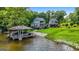 Lakefront property featuring lush lawn, boat dock, and mature trees; perfect for outdoor enjoyment at 50 Birch Road, Covington, GA 30014
