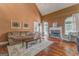 Cozy living room with hardwood floors, stone fireplace and lots of natural light at 119 Creekside Vw, Hiram, GA 30141