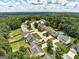 An elevated view showcasing a residential neighborhood and community pool, surrounded by lush greenery at 2898 Cedar Trace Dr, Ellenwood, GA 30294