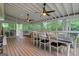 Spacious screened-in porch perfect for outdoor dining with fan and wooded views at 792 Mimosa Se Dr, Marietta, GA 30060