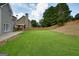 Spacious, fully fenced backyard with lush green grass and mature trees offering privacy at 412 Middlebrooke St, Canton, GA 30115
