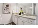 Bathroom with double vanity, granite countertops, and decorative finishes at 179 Stanchion Dr, Union City, GA 30291