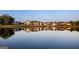 Scenic waterfront community view with reflections of homes visible in the still water at 100 Carlyle Ln, Fayetteville, GA 30214