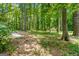 Beautiful wooded backyard with a stone paver path at 70 Juliana Dr, Ellenwood, GA 30294