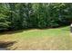 Expansive backyard featuring well-maintained lawn and mature trees, providing privacy at 3045 Moss Stone Lane Sw Ln, Marietta, GA 30064