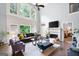 Bright living room showcasing soaring windows, a fireplace, and hardwood floors at 3045 Moss Stone Lane Sw Ln, Marietta, GA 30064