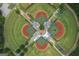 Overhead view of baseball complex featuring a symmetrical design with multiple fields and covered seating at 10980 Pinehigh Dr, Alpharetta, GA 30022