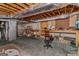 The basement has exposed pipes, workbench, tool storage, and ample workspace at 2917 Rockingham Nw Dr, Atlanta, GA 30327