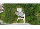 Aerial view of a grand house surrounded by lush greenery with a private pool and circular driveway at 310 Westbourne Dr, Tyrone, GA 30290