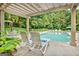 Comfortable lounge chairs on the deck of the in-ground pool create a resort-like experience at 310 Westbourne Dr, Tyrone, GA 30290