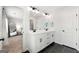Bathroom with double vanity, modern fixtures, and excellent lighting at 1316 Willamette Way, Marietta, GA 30008