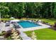 Backyard retreat featuring a stunning pool, spa, and lounge area perfect for entertaining at 2101 Thomas Rd, Canton, GA 30115