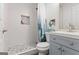 Modern bathroom showcasing decorative tiled walk-in shower and a stylish vanity at 4113 Ashford Green Dr, Duluth, GA 30096