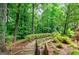 Landscaped backyard shows the stone stairs and railing leading to the property at 3030 Spalding Dr, Sandy Springs, GA 30350