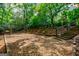Backyard features a playground with a swing set and border made of stone and lumber at 3030 Spalding Dr, Sandy Springs, GA 30350