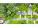 Aerial view of property showing surrounding landscape, homes, and street layout at 222 Bishop Ne Dr, Marietta, GA 30060