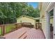 View of wood deck, railing and the backyard at 2110 Waterloo Cir, Lawrenceville, GA 30043
