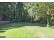 Picturesque backyard featuring lush green grass and mature trees providing shade and privacy at 1349 Heather Cir, Riverdale, GA 30296