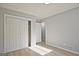 This bedroom features closet space and modern finishes at 1349 Heather Cir, Riverdale, GA 30296