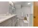Updated bathroom featuring double sinks, quartz countertops, modern fixtures and soaking tub at 4920 Tremont Ne Dr, Marietta, GA 30066