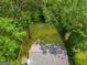 Aerial view of a large, tree-lined backyard with lush green grass and a wooden fence at 345 Adelle Se St, Atlanta, GA 30315