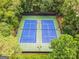 Aerial view of two pristine blue and green community tennis courts at 3506 Billingsley Dr, Marietta, GA 30062