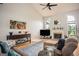 Spacious living area with a cozy fireplace, vaulted ceiling, and comfortable seating at 1511 Rocky Knoll Ln, Dacula, GA 30019
