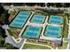 Aerial view of several tennis courts with green and blue surfaces at 785 Wilson Nw Rd, Atlanta, GA 30318