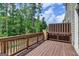 Large wooden deck offers ample space for outdoor seating and entertaining with natural surroundings at 711 Topsail Ln, Alpharetta, GA 30005