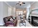 Open floor plan offering a seamless transition between the living room and kitchen at 711 Topsail Ln, Alpharetta, GA 30005