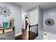 Upstairs hallway featuring nice wood flooring and an assortment of decor at 435 Hampton Grn, Peachtree City, GA 30269