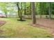 Spacious backyard with a swing, lush lawn, mature trees, and a newly installed wooden fence at 909 Ne Otter Way Ne Way, Marietta, GA 30068