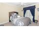 Comfortable bedroom with a padded headboard and neutral color scheme at 10038 Hemlock Way, Jonesboro, GA 30238