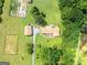 Expansive aerial view of a brick home with well-maintained landscaping and surrounding trees at 1502 Campground, Mcdonough, GA 30252