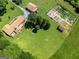 Aerial view showcasing the home, gardens, and vast green space and wooded area on the property at 1502 Campground, Mcdonough, GA 30252