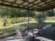 View of the back patio featuring a table and four chairs, ideal for outdoor dining and entertaining at 266 Ridge Trl, Riverdale, GA 30274