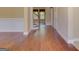 Inviting living room showcasing hardwood floors and staircase access to upper level at 4924 Locklear Way, Marietta, GA 30066