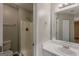 Bright bathroom featuring a clean shower, vanity with sink, and updated fixtures at 6200 Beaver Creek Trl, Atlanta, GA 30349