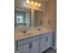 Bathroom featuring double sinks with white cabinets and modern mirrors at 2424 Saint Andrews Rdg, College Park, GA 30337