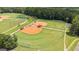 Aerial shot of the baseball park featuring multiple fields and well-maintained grounds at 4972 Park Vale Dr, Sugar Hill, GA 30518
