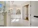 Beautiful bathroom featuring double sinks, glass shower and luxurious soaking tub at 5187 Lower Fayetteville Rd, Sharpsburg, GA 30277