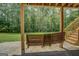 Enjoy the outdoors on the cozy back porch with a wooden swing at 1041 Flat Rock Rd, Covington, GA 30014