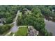 Scenic aerial view of a lakeside community with lush landscaping and beautiful homes at 81 Smokerise Pt, Peachtree City, GA 30269